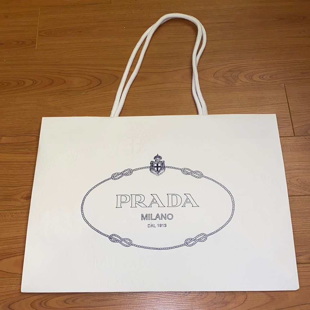 Prada White Logo Paper Gift Shopping Bag